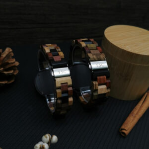 Wooden Watch Personalized Couple Watch Calendar Date & Day black