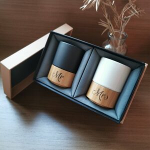 personalized couple bamboo mug set