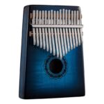 Hluru Kalimba - 17 Keys Solid Curly Maple Wood Gradient Blue (Resonant Box)